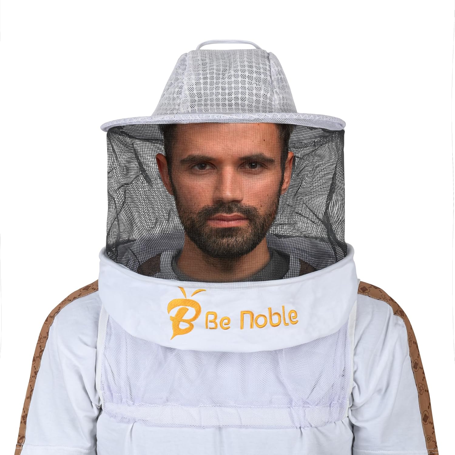Three Layer Sting Proof Ventilated White Beekeeping Veil in Round.
