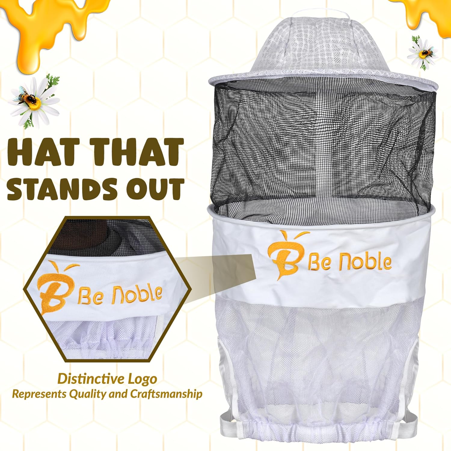 Three Layer Sting Proof Ventilated White Beekeeping Veil in Round.