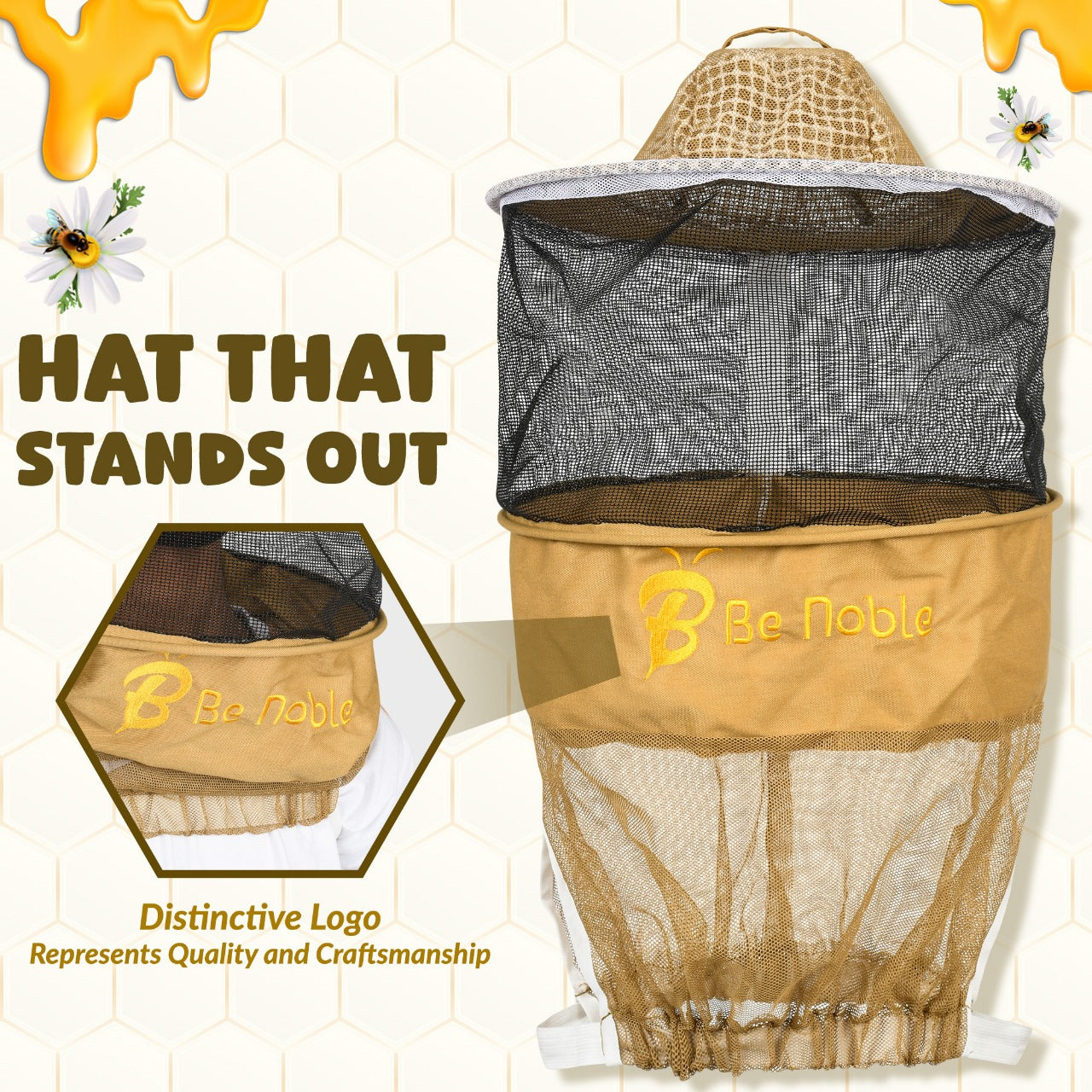 Three Layer Ventilated Beekeeping Veil in Round (Khaki)
